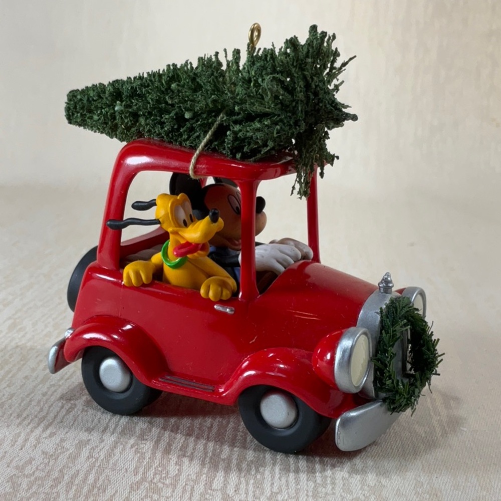 2008 Bringing Home the Tree Mickey and Pluto Hallmark Keepsake Ornament